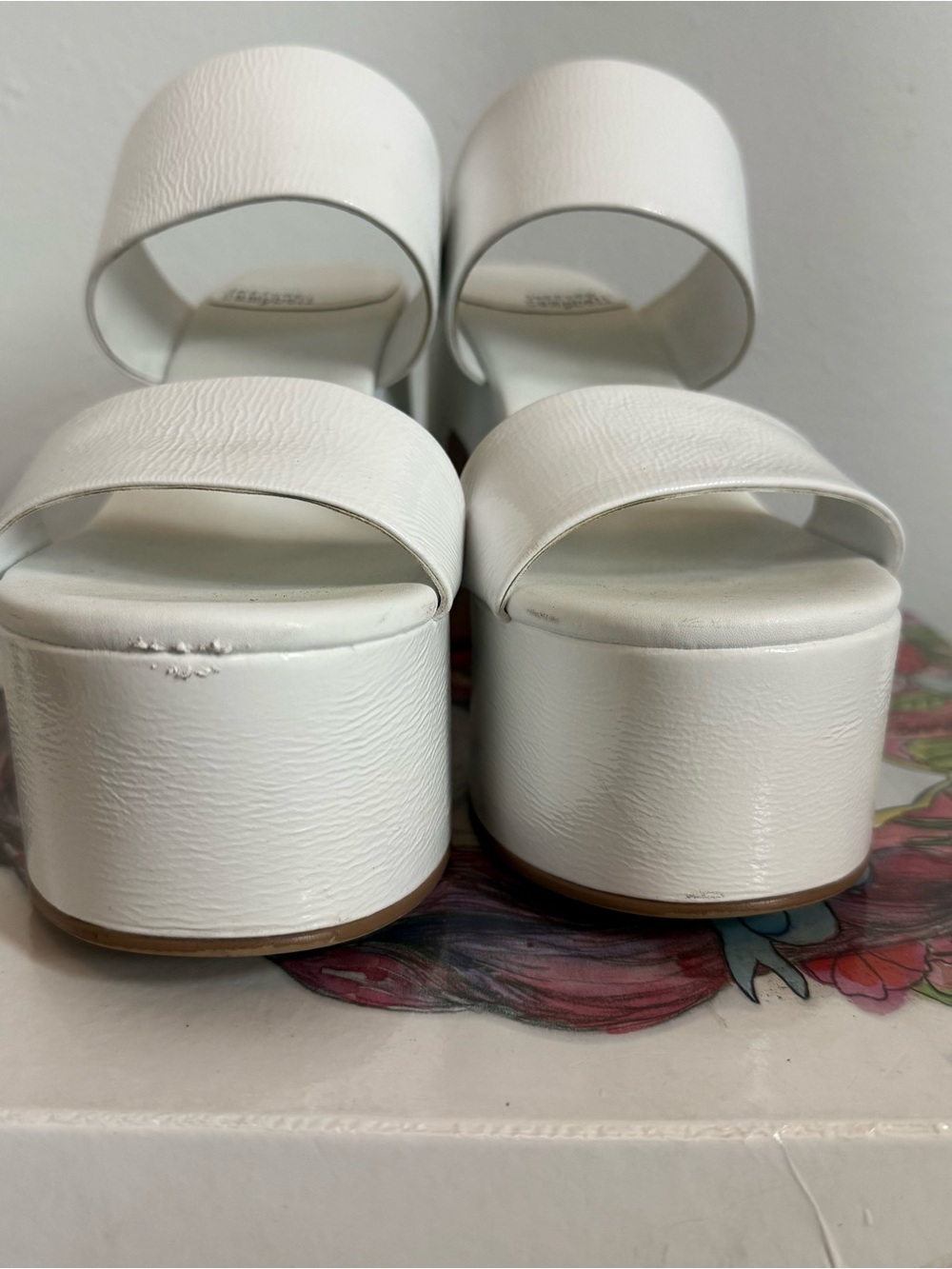 Jeffrey Campbell White Double-Band Platform Sandals - Picture 3 of 6